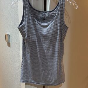 Duluth Trading Blue and White Striped Tank Top